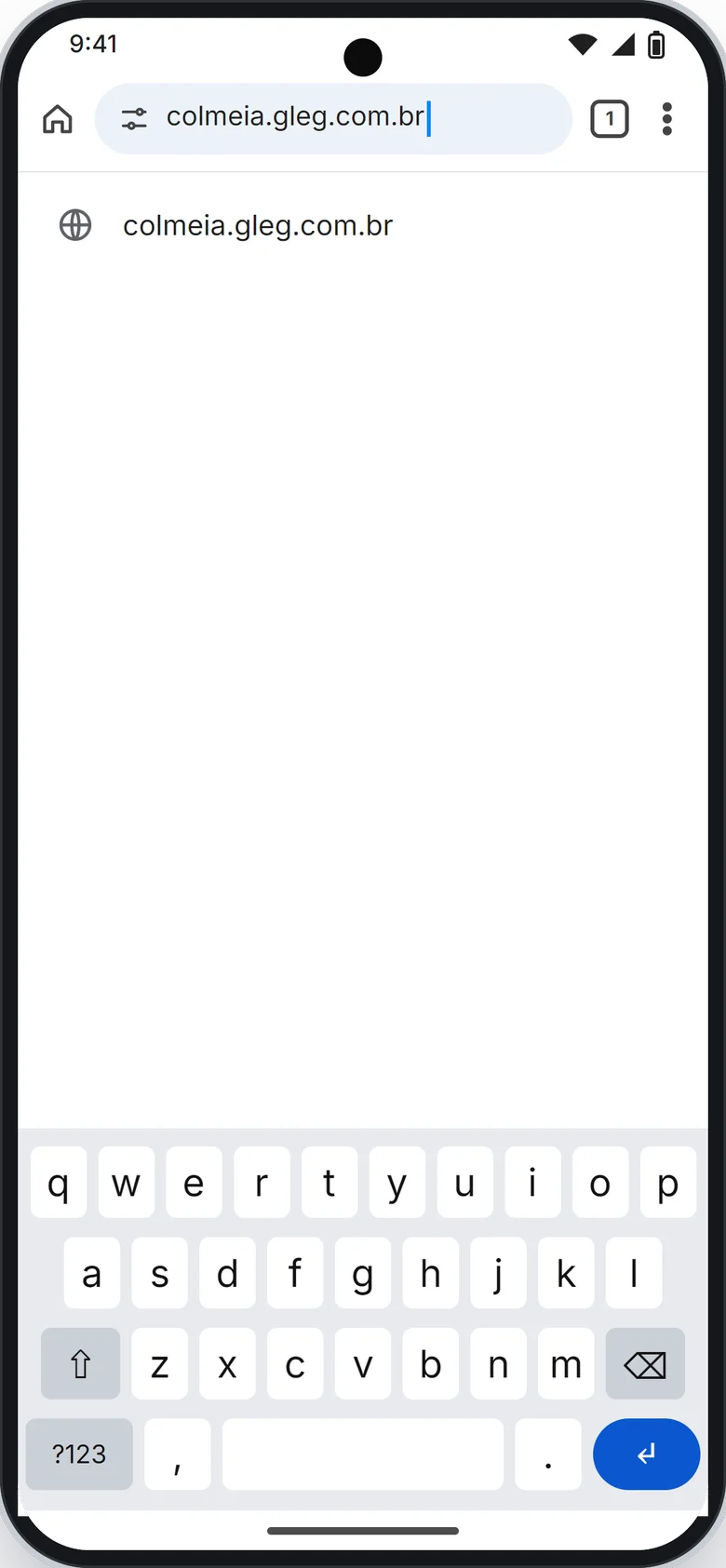 Chrome com o endereço colmeia.gleg.com.br digitado na barra de endereço