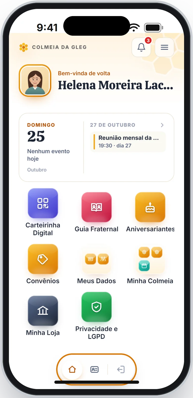 Barra de baixo da tela de início em destaque