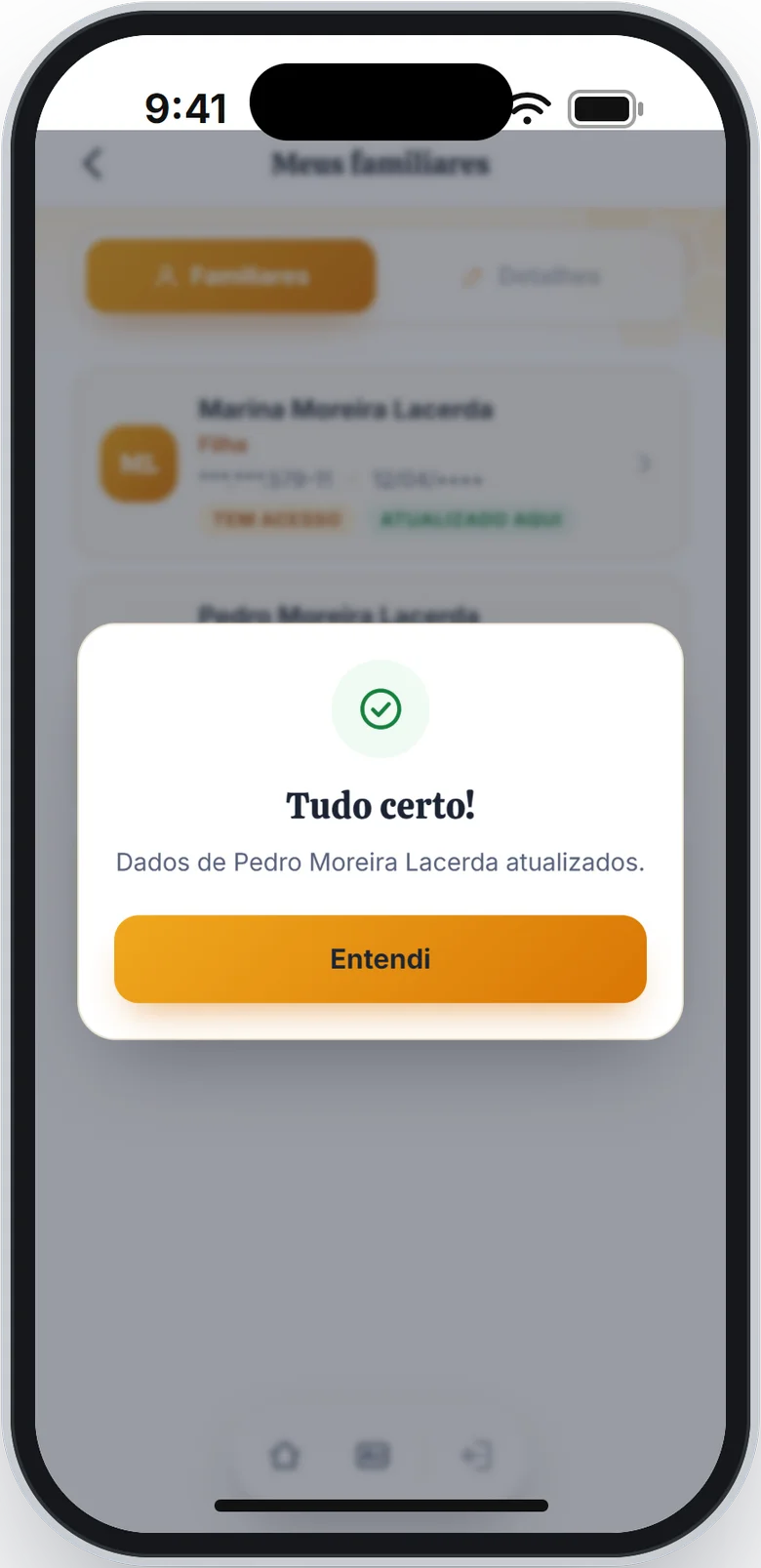 Aviso Tudo certo! Dados de Pedro Moreira Lacerda atualizados.