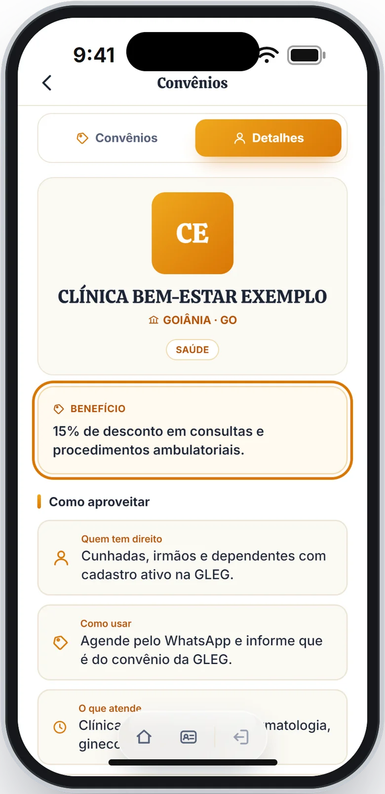 Aba Detalhes com o quadro BENEFÍCIO em destaque
