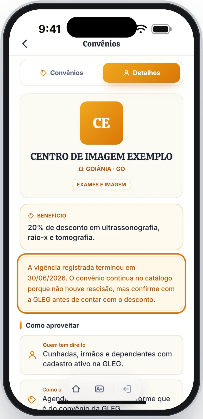 Detalhes de um convênio com o aviso sobre o fim da vigência em destaque