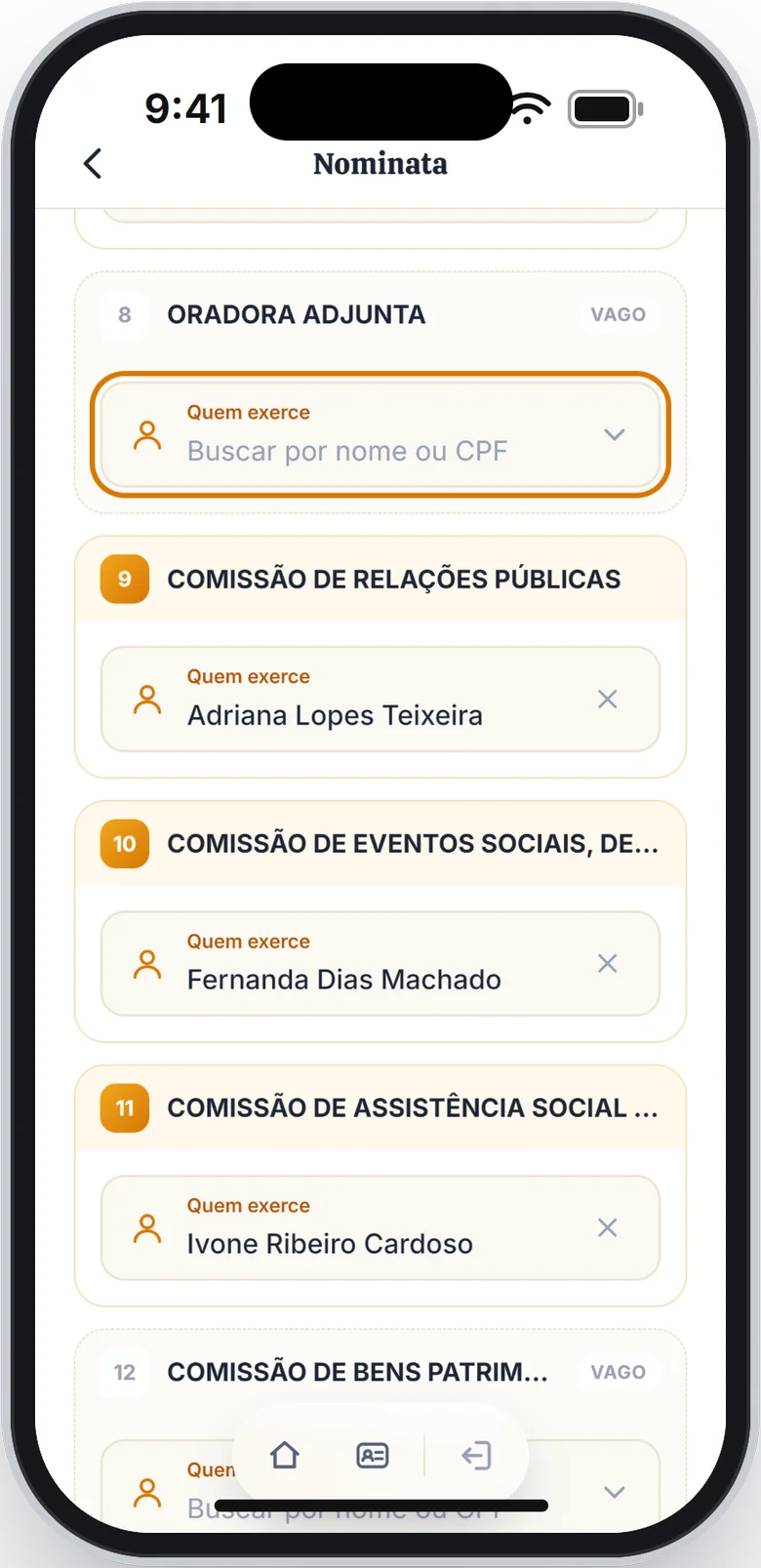 Cargo vago com o campo Quem exerce em destaque