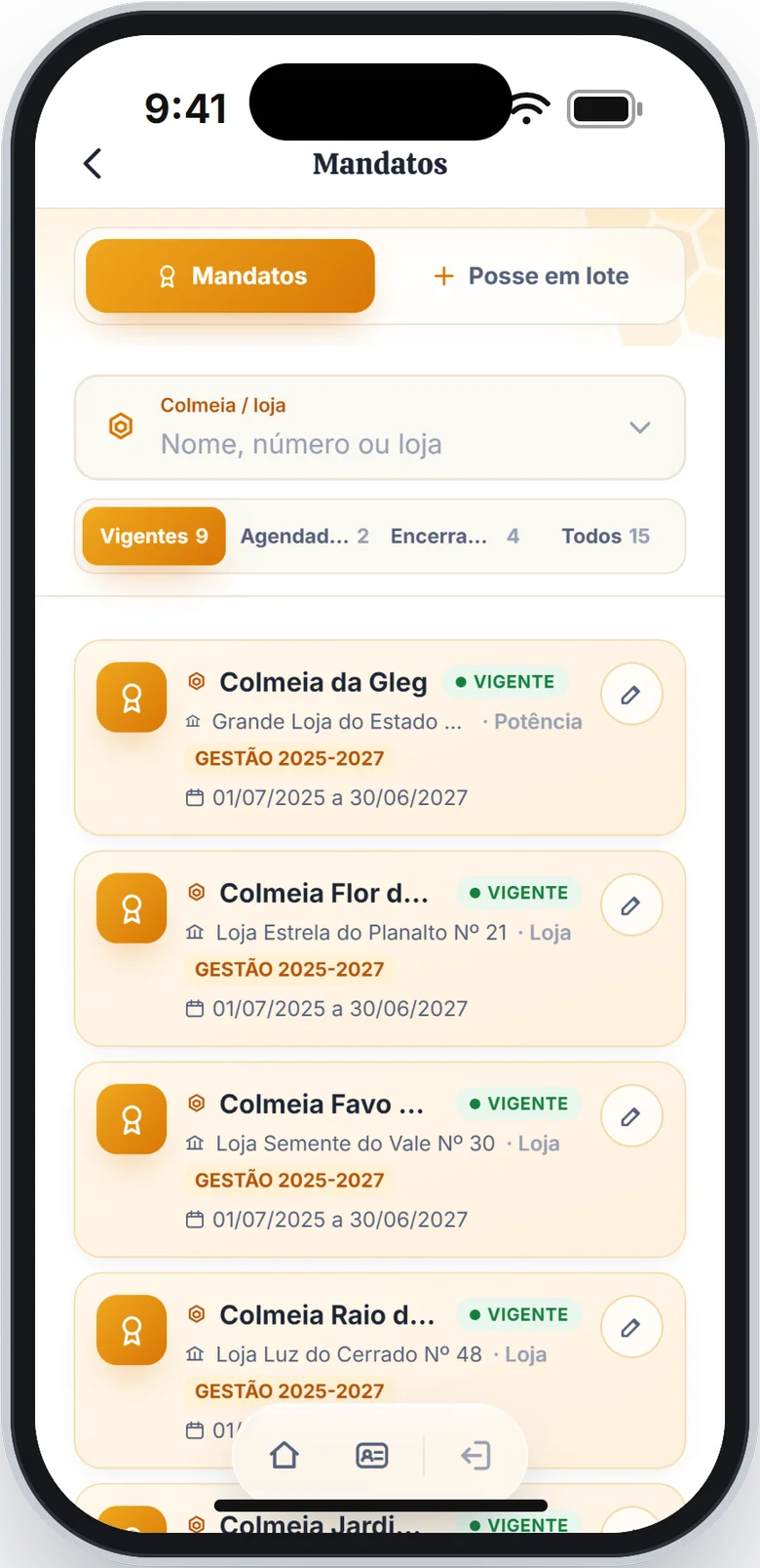 Lista de mandatos vigentes